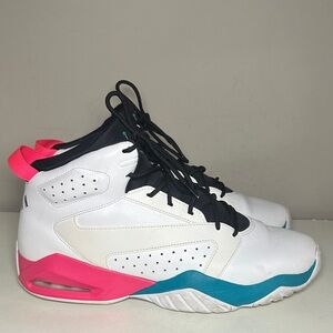 Jordan White and Pink High-Top Sneakers
